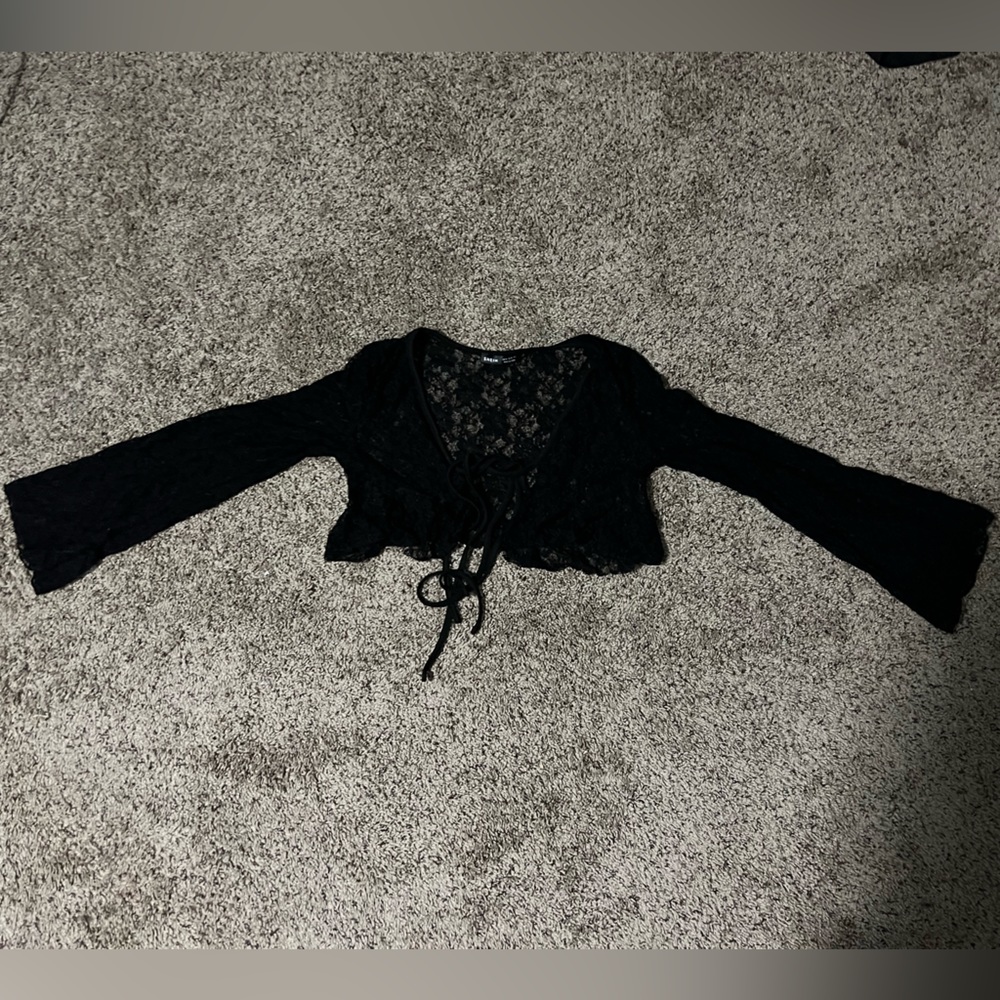 shein lace front tie top